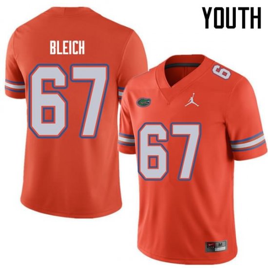 Youth Florida Gators #67 Christopher Bleich NCAA Jordan Brand Orange Authentic Stitched College Football Jersey QUX1762SJ